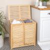 Household Essentials Bamboo Laundry Hamper, Slated Hamper with Natural Cotton Bag, Removable Bag and Foldable Frame, Chic and Environmentally Friendly(Sorter)