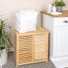 Household Essentials Bamboo Laundry Hamper, Slated Hamper with Natural Cotton Bag, Removable Bag and Foldable Frame, Chic and Environmentally Friendly(Sorter)