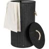 Household Essentials Bamboo Laundry Hamper with Rope Handles, 19-Gallons, White(Black)