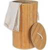 Household Essentials Bamboo Laundry Hamper with Rope Handles, 19-Gallons, White(Natural)