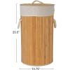 Household Essentials Bamboo Laundry Hamper with Rope Handles, 19-Gallons, White(Natural)