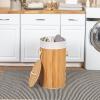 Household Essentials Bamboo Laundry Hamper with Rope Handles, 19-Gallons, White(Natural)