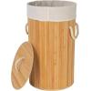 Household Essentials Bamboo Laundry Hamper with Rope Handles, 19-Gallons, White(Natural)