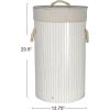 Household Essentials Bamboo Laundry Hamper with Rope Handles, 19-Gallons, White(White)