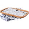 Household Essentials Bamboo Rimmed Krush Hamper with Cutout Handles, Set of 2 Sizes, Blue Cacti