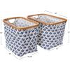Household Essentials Bamboo Rimmed Krush Hamper with Cutout Handles, Set of 2 Sizes, Blue Cacti