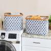 Household Essentials Bamboo Rimmed Krush Hamper with Cutout Handles, Set of 2 Sizes, Blue Cacti
