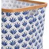 Household Essentials Bamboo Rimmed Rectangle Krush Hamper with Cutout Handles, Blue Cacti(Blue Cacti)