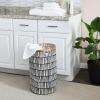 Household Essentials Bamboo Rimmed Round Krush Hamper with Cutout Handles, Black and White(Black and White)