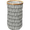 Household Essentials Bamboo Rimmed Round Krush Hamper with Cutout Handles, Black and White(Black and White)