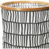 Household Essentials Bamboo Rimmed Round Krush Hamper with Cutout Handles, Black and White(Black and White)