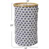 Household Essentials Bamboo Rimmed Round Krush Hamper with Cutout Handles, Blue Cacti