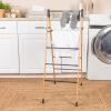 Household Essentials Bamboo V-Shaped Folding Clothes Drying Rack, Compact Upscale Laundry Rack with 8 Dowels(Drying Ladder)
