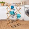 Household Essentials Bamboo V-Shaped Folding Clothes Drying Rack, Compact Upscale Laundry Rack with 8 Dowels(Drying Tower)