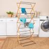 Household Essentials Bamboo V-Shaped Folding Clothes Drying Rack, Compact Upscale Laundry Rack with 8 Dowels(Drying Tower)