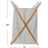 Household Essentials Bamboo X Frame Hamper with Grid Pattern, Gray(Cross)