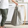 Household Essentials Bamboo X Frame Hamper with Grid Pattern, Gray(Plaid)