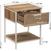 Household Essentials Bungalow Rectangular Console Sofa Table with Storage Shelf and 2 Drawers Black Oak Wood Grain Woven Front and Black Metal(Coastal Oak Finish)