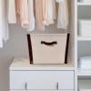 Household Essentials Canvas Bin with Vegan Leather Trim