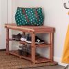 Household Essentials CedarFresh 2-Tier Cedar Shoe Rack and Seat Bench, 31.5″w x 17.5″h x 12.4″d, Red,natural