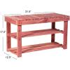 Household Essentials CedarFresh 2-Tier Cedar Shoe Rack and Seat Bench, 31.5″w x 17.5″h x 12.4″d, Red,natural
