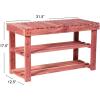 Household Essentials CedarFresh 2-Tier Cedar Shoe Rack and Seat Bench, 31.5″w x 17.5″h x 12.4″d, Red,natural