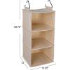 Household Essentials Cedarline 3-Shelf Hanging Closet Organizer, Heavy-Duty Cotton Canvas, Natural