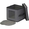 Household Essentials China Plate Storage Box, Holds 12 Dessert Plates or Bowls, Windowed Panel, Sturdy Frame and Reinforced Handles, Felt Cushions, Fully Removable Lid, Gray