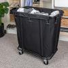 Household Essentials Commercial Laundry Cart with Rolling Caster Wheels, Natural Canvas Liner with Black Steel Frame(Black/Black)