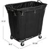 Household Essentials Commercial Laundry Cart with Rolling Caster Wheels, Natural Canvas Liner with Black Steel Frame(Black/Black)
