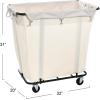 Household Essentials Commercial Laundry Cart with Rolling Caster Wheels, Natural Canvas Liner with Black Steel Frame(Natural/Black)