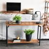 Household Essentials Crown Narrow 3 Shelf Open Storage Bookshelf Black Oak Wood Grain and Gold Metal(Rustic Hickory/Black)