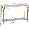 Household Essentials Crown Narrow 3 Shelf Open Storage Bookshelf Black Oak Wood Grain and Gold Metal(White Marble/Gold)