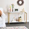 Household Essentials Crown Narrow 3 Shelf Open Storage Bookshelf Black Oak Wood Grain and Gold Metal(White Marble/Gold)