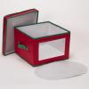 Household Essentials Dinner Plate Storage Box, Strong Frame and Handles, Windowed Panel, Fully Removable Lid, Stackable and Foldable, Perfect for Preserving Your Dinnerware, Gray(Red)