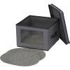 Household Essentials Dinner Plate Storage Box, Strong Frame and Handles, Windowed Panel, Fully Removable Lid, Stackable and Foldable, Perfect for Preserving Your Dinnerware, Gray(Grey)