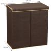 Household Essentials Double Laundry Hamper with Lid and Grommet Handles, Desert Sand Sorter(Brown)