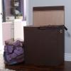 Household Essentials Double Laundry Hamper with Lid and Grommet Handles, Desert Sand Sorter(Brown)