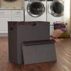 Household Essentials Double Laundry Hamper with Lid and Grommet Handles, Desert Sand Sorter(Cobblestone)
