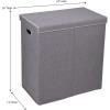 Household Essentials Double Laundry Hamper with Lid and Grommet Handles, Desert Sand Sorter(Grey)