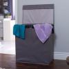Household Essentials Double Laundry Hamper with Lid and Grommet Handles, Desert Sand Sorter(Grey)