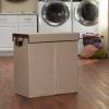 Household Essentials Double Laundry Hamper with Lid and Grommet Handles, Desert Sand Sorter(Sand)