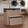 Household Essentials Double Laundry Hamper with Lid and Grommet Handles, Desert Sand Sorter(Sand)