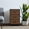 Household Essentials Dresser Nightstand Chest of Drawers Ashwood Rustic Wood Grain with 3 Grey Strorage Drawers(Black Oak)