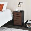 Household Essentials Dresser Nightstand Chest of Drawers Ashwood Rustic Wood Grain with 3 Grey Strorage Drawers(Black Oak)