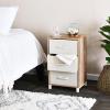 Household Essentials Dresser Nightstand Chest of Drawers Ashwood Rustic Wood Grain with 3 Grey Strorage Drawers(Coastal Oak)