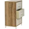 Household Essentials Dresser Nightstand Chest of Drawers Ashwood Rustic Wood Grain with 3 Grey Strorage Drawers(Coastal Oak)