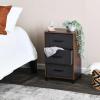 Household Essentials Dresser Nightstand Chest of Drawers Ashwood Rustic Wood Grain with 3 Grey Strorage Drawers(Walnut2)