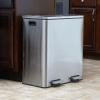 Household Essentials Dual Compartment Trash Can with 30 Liter / 8 Gallon Medium Bins, Stainless Steel, for Trash and Recycling 94603-1
