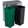 Household Essentials Dual Compartment Trash Can with 30 Liter / 8 Gallon Medium Bins, Stainless Steel, for Trash and Recycling 94603-1